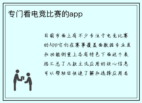 专门看电竞比赛的app